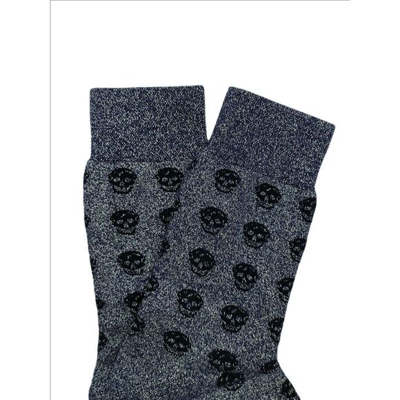 Alexander McQueen Men Mid-Calf Dark Blue Metallic Sport Socks M